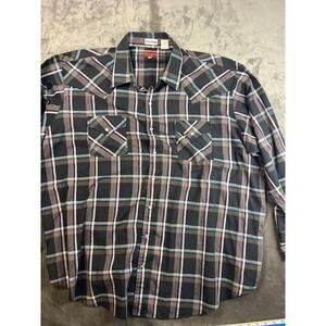 VTG Ely Plains Western Shirt‎ Mens 2Xl Big Man Brown Plaid Pearl Snap Cowboy